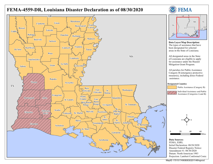 map of disaster declaration area