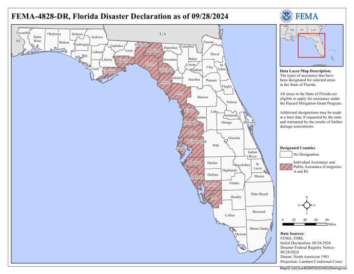 DR4828 FL Declared Counties Map