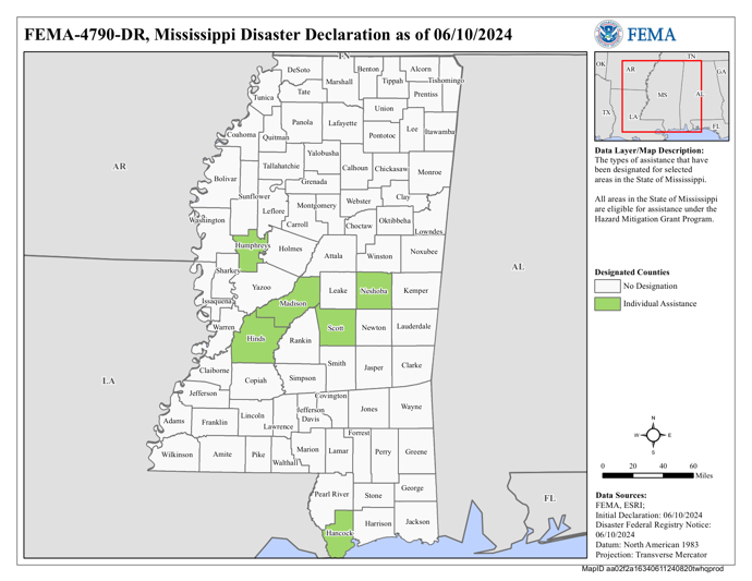 DR4790 MS Declared Counties Map