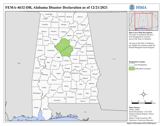DR4632 Declared Counties Map