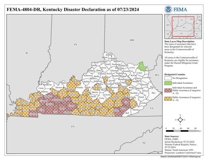 DR4804 Kentucky Declared Counties Map